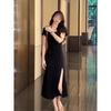 Split Fork Long Hepburn Little Black Dress Niche Show Figure Little Mother Hip Wrap Long Dress Black High Cold Dress Summer