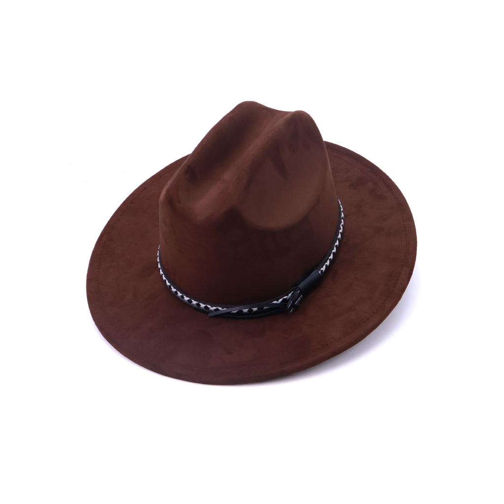 Men's and women's soft suede cowboy hats Western big edge top hat Shade beach hat Couple jazz hat