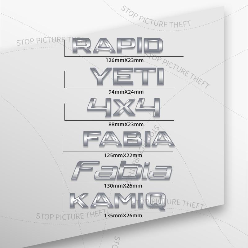 FSNK8 1Pcs 3D Metal For Skoda Octavia Yeti Rapid Kodiaq Karoq Fabia Kamiq Superb 4X4 Logo Car Rear Tail Bumper Trunk Sticker Decal