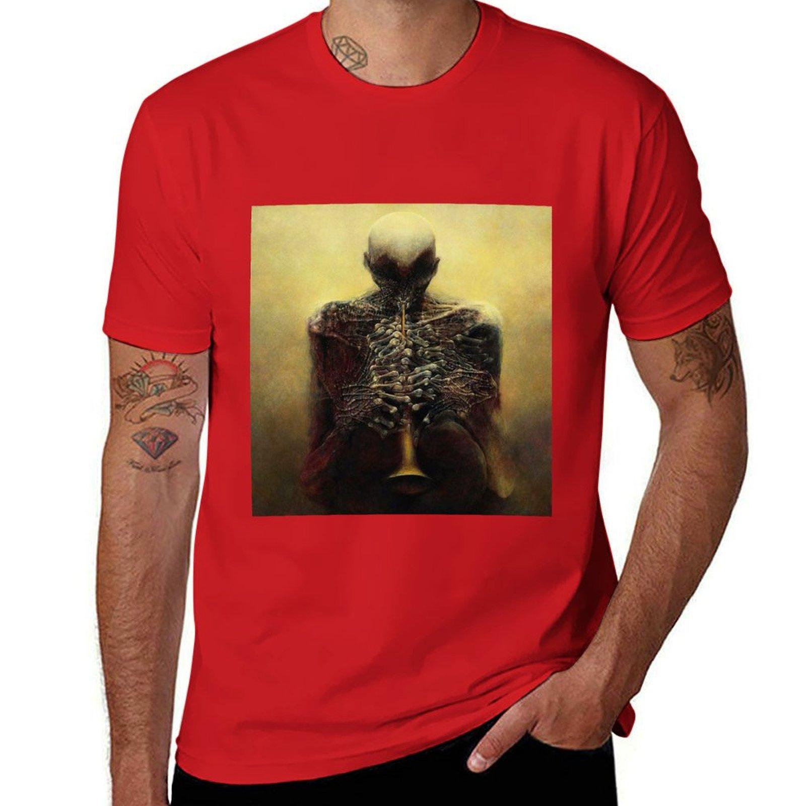 

Zdzisaw Beksinski art T-Shirt anime clothes heavyweights summer tops T-shirt men 3XL