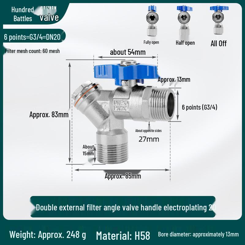 All-Copper Valve Manifold: Three-Way Union, Male/Female Thread Ball Valve for Underfloor Heating and Wall-Hung Boilers