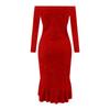 Women's Casual Sexy Solid Color One-Line Neck Ruffle Slit Sequin Dress