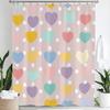 1Pc Heart Shaped Valentine S Day Shower Curtain - With Hooks Print Polyester Shower Curtain Bathroom Decoration Hanging Curtain