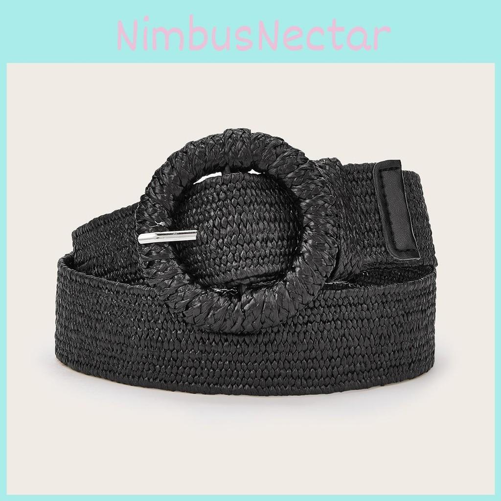 Circular Designed Minimally Buckle Decoration Women Casual Woven Belt Waist
