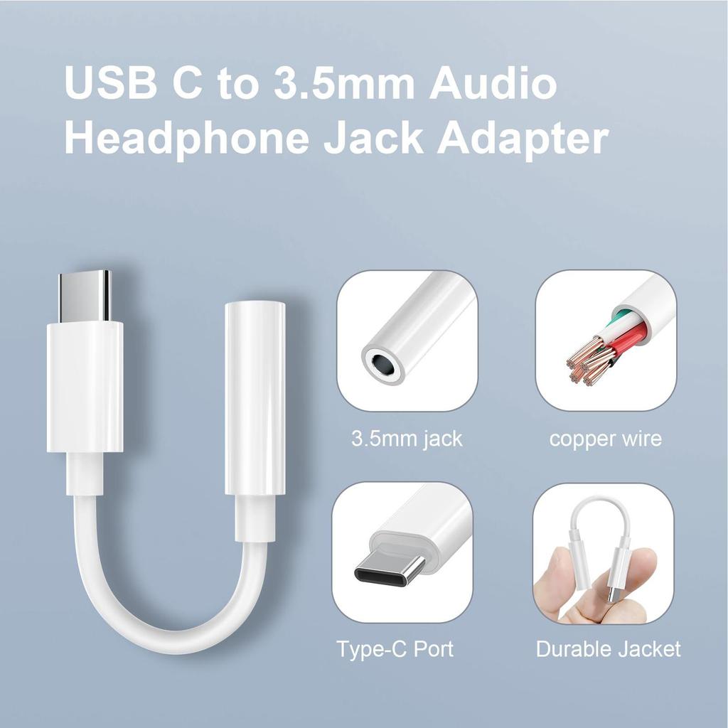 Type C To Aux Cable Headphone Jack Converter 3.5mm Connector For Mobile Smartphone Laptop Game Headset Conference Calls Studio