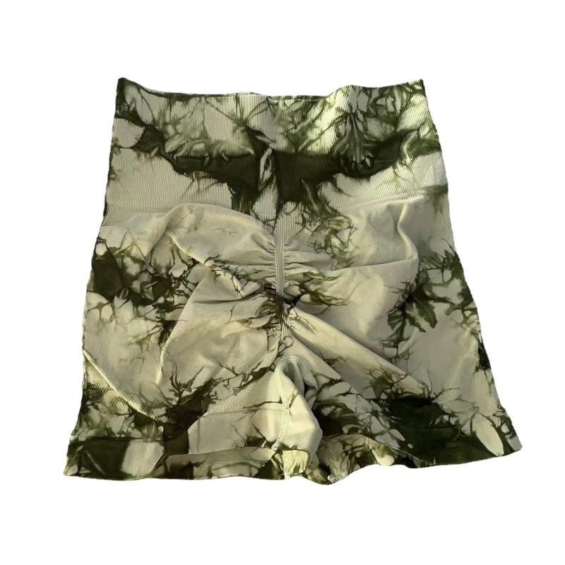 High-Waist Tie-Dyed Quick-Dry Yoga Shorts - Comfortable, Elastic, Women's Fitness Pants