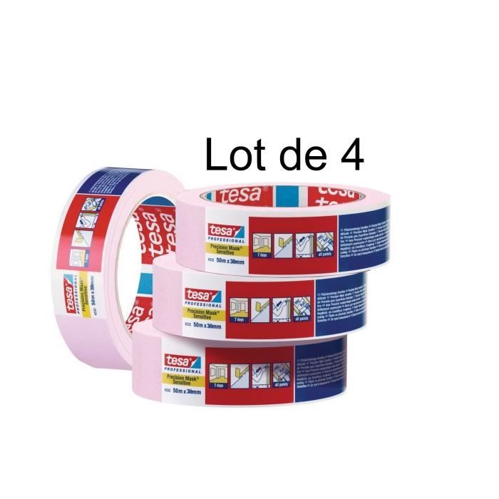 Ruban masquage Lot de 4 TESA KREPP - masquage supérieur délicat - Largeur 38mm