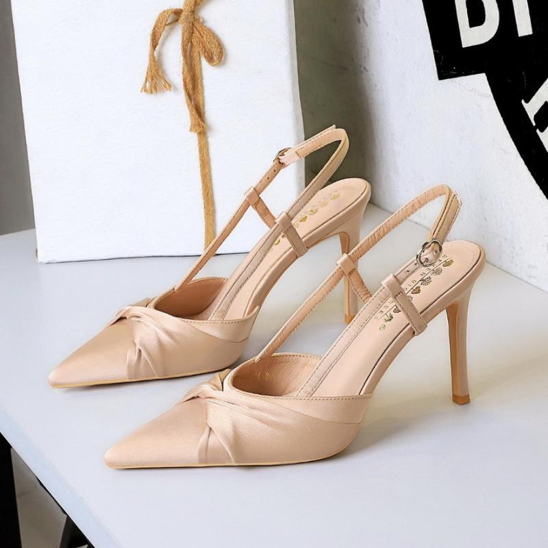 Fashion Women Vulcanized Shoes Elegant Party High Heels Thin Heel Bow Hollow Back Strap Super High Heel Pumps127