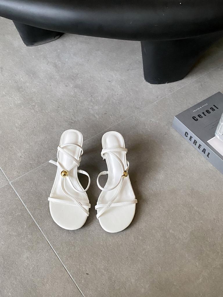 090-2~ Summer 2025 New Simple Open-toed French Temperament High-heeled Sandals Women