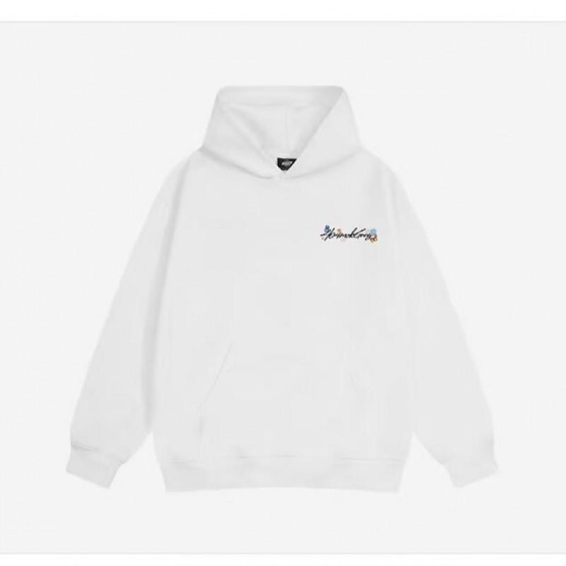 Unisex Oversized Hoodie With Floral Embroidery Retro Streetwear Cotton Blend Sweatshirt