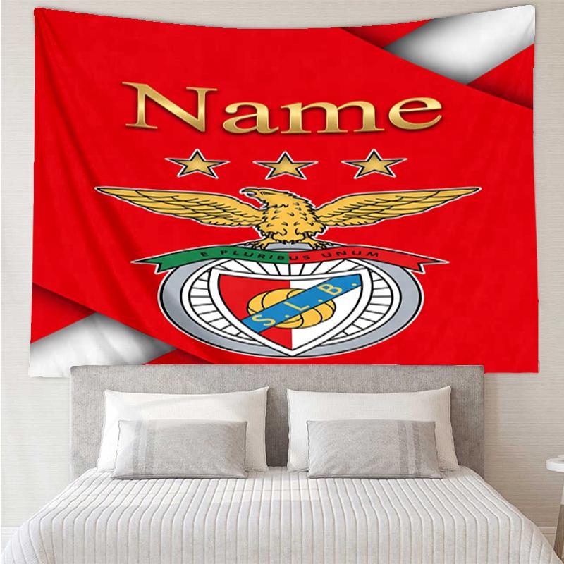 Tapisserie Personnalisée avec Impression Benfica, Toile de Fond, Installation Facile, Idéale pour la Chambre à Coucher, le Bureau et le Salon, avec Décoration Murale Esthétique.