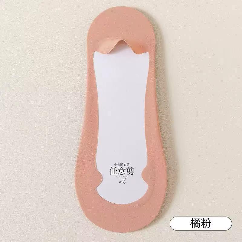 1/5pairs Fashion Women Solid Color Thin Boat Sock Summer Invisible Non Slip Absorbing Short Sock Breathable Soft Ice Silk Sock