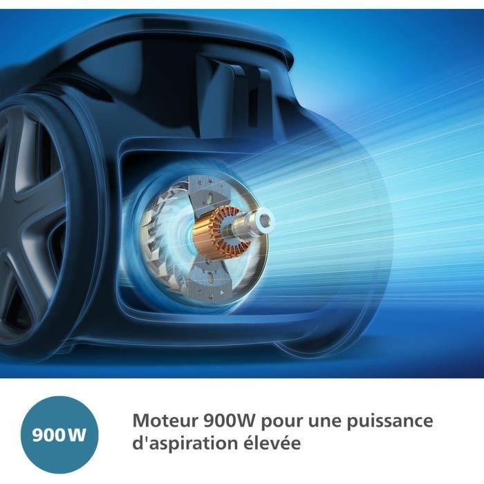 Aspirateur avec sac - philips - série 8000 - moteur 900 w - brosse triactive+ led - filtre hepa