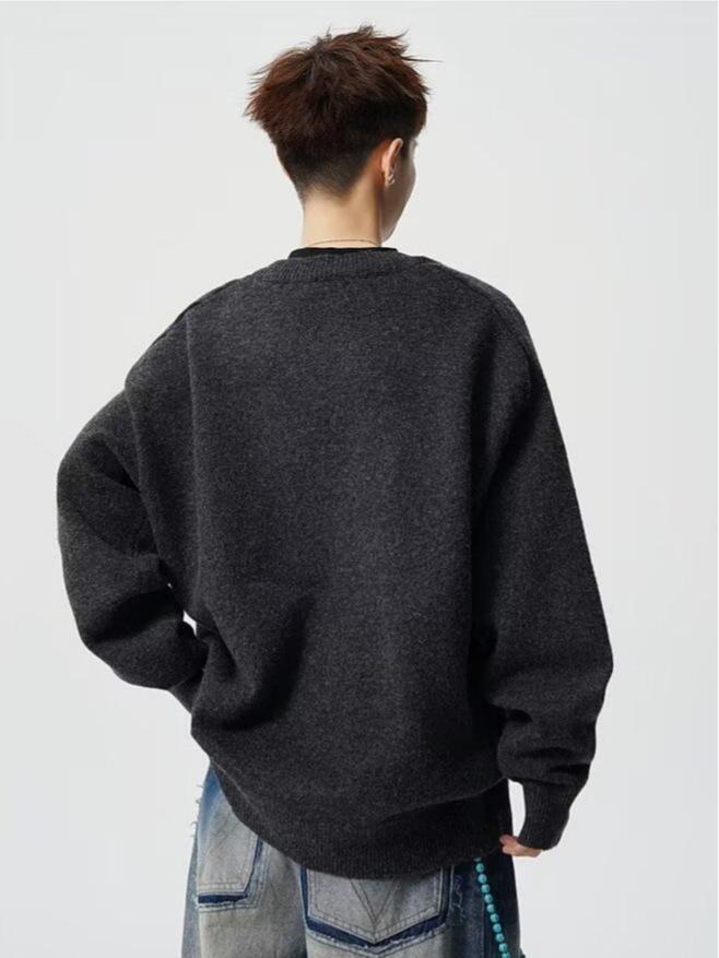 Hochwertiger Herren-Strickpullover mit V-Ausschnitt, Lässiger lockerer Schnitt, Für Paare geeignet für Herbst/Winter