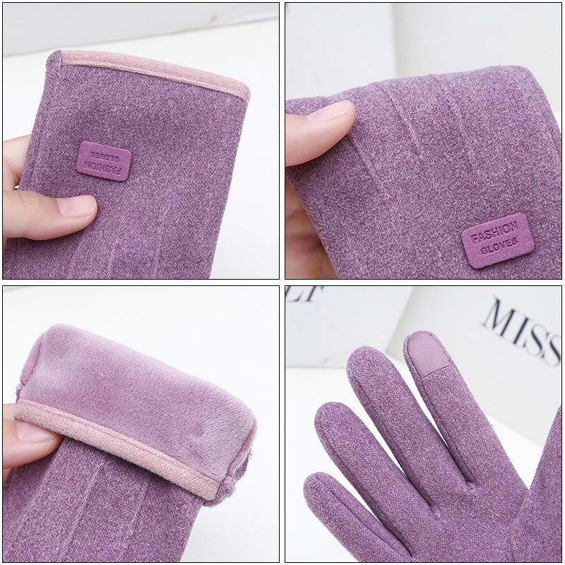 German velvet gloves women's autumn and winter outdoor riding cold-proof cotton cashmere fleece driving bicycle warm gloves