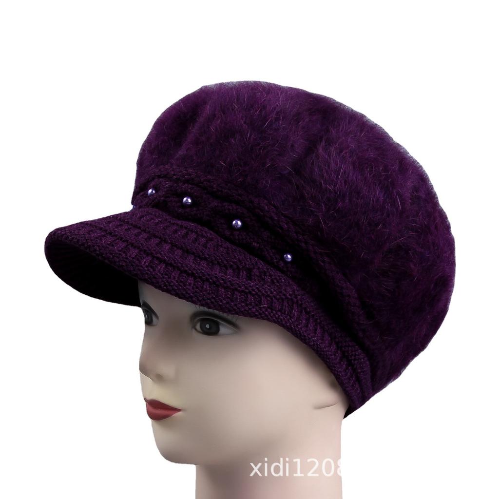 In the elderly hat women winter thickened wool hat old man hat mother rabbit hair knitted hat grandma warm cotton hat