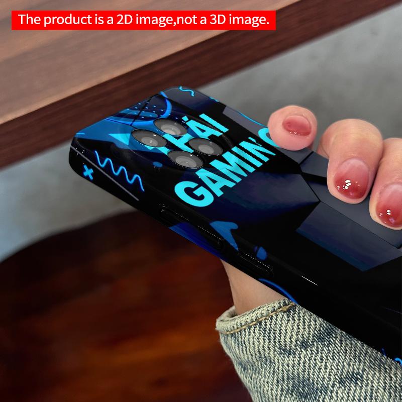 2DFlat Xiaomi Redmi phone caseBlue Neon Gaming Geometry Phone Casesuitable for Redmi Note 11 12 13 14 A3 K80 15 17 Ultra