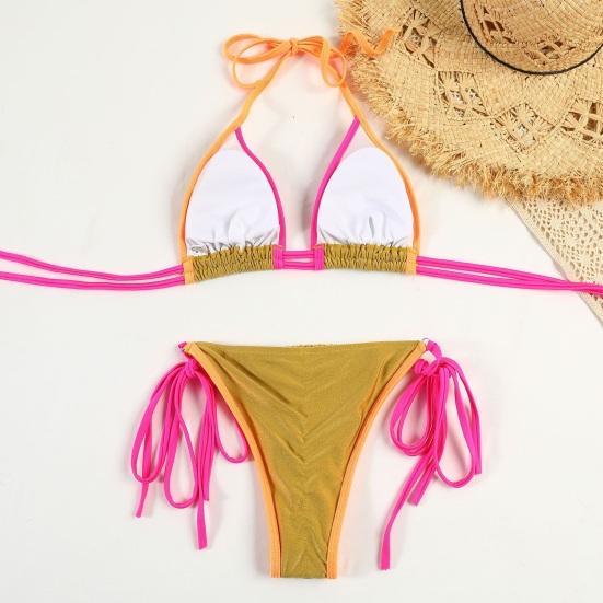 2Pcs/Set Women Swimsuit Set Halter Underwire No Padded Bra Ruched High Waist