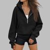 Damen Halbzip Kapuzenpullover Langarm Freizeit Sweatshirt Farbe