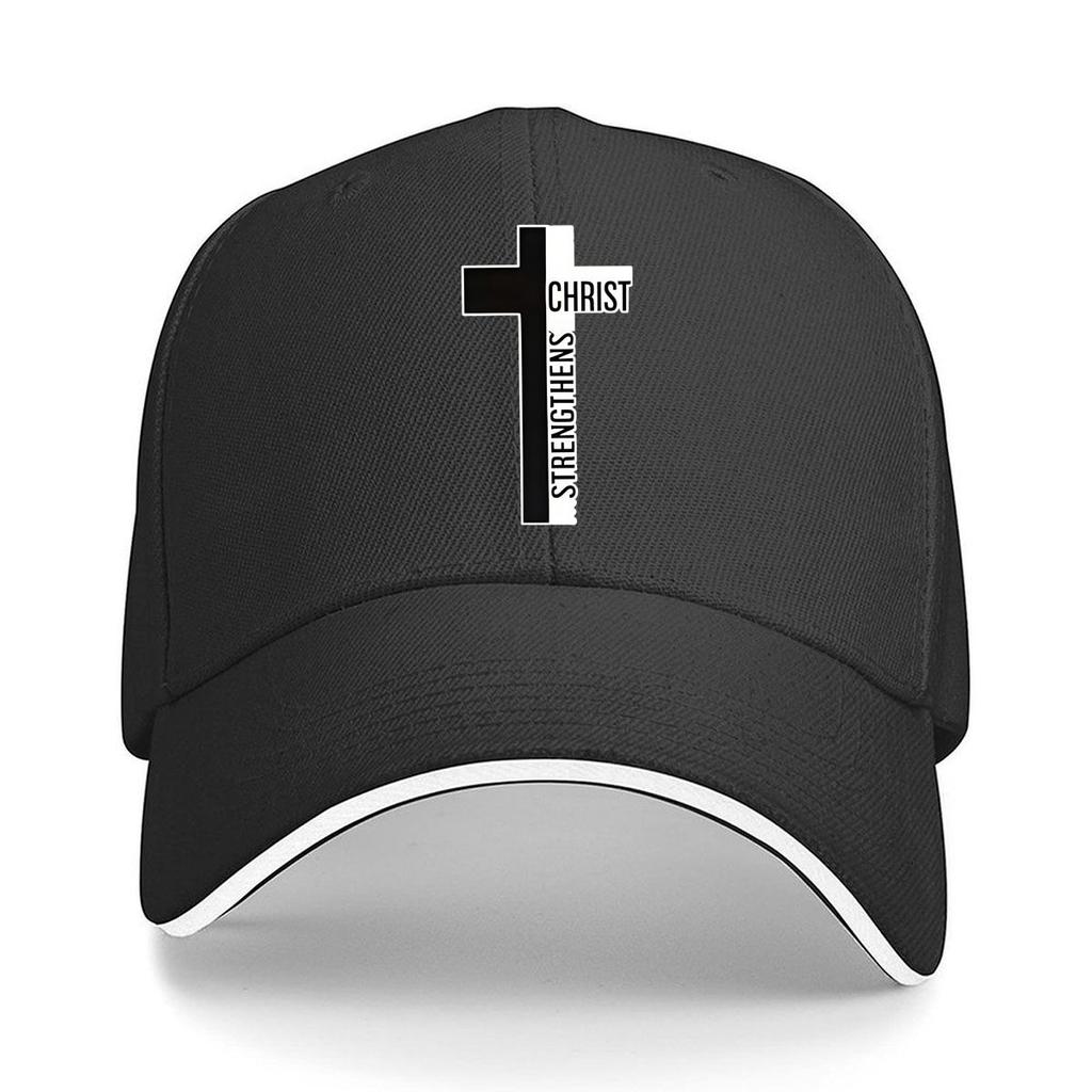 Unisexs Stylish Adjustable Baseball Cap with Cross Letter Print Breathable for Outdoor Activitie Sandwich Baseball Cap