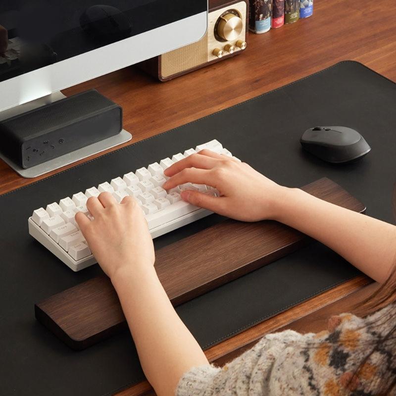 Handgelenkauflage aus Holz Walnuss Handgelenkauflage Holz Mauspad Handgelenkschutz für Tastaturen (Nussbaum, 61 87 104 Tasten)