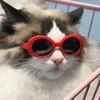 Óculos de sol para animais de estimação, lente cinza, oval, engraçado, leve, à prova de vento, adereços para fotos, gato pequeno, cachorro, cachorro, cosplay, suprimentos para animais de estimação