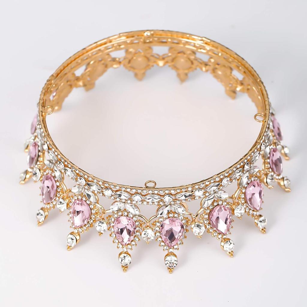 FORSEVEN Queen Crown Rhinestone Wedding Crowns and Tiaras for Women Costume Party Hair Accessories Princess Birthday Crown Crystal Bridal Crown
