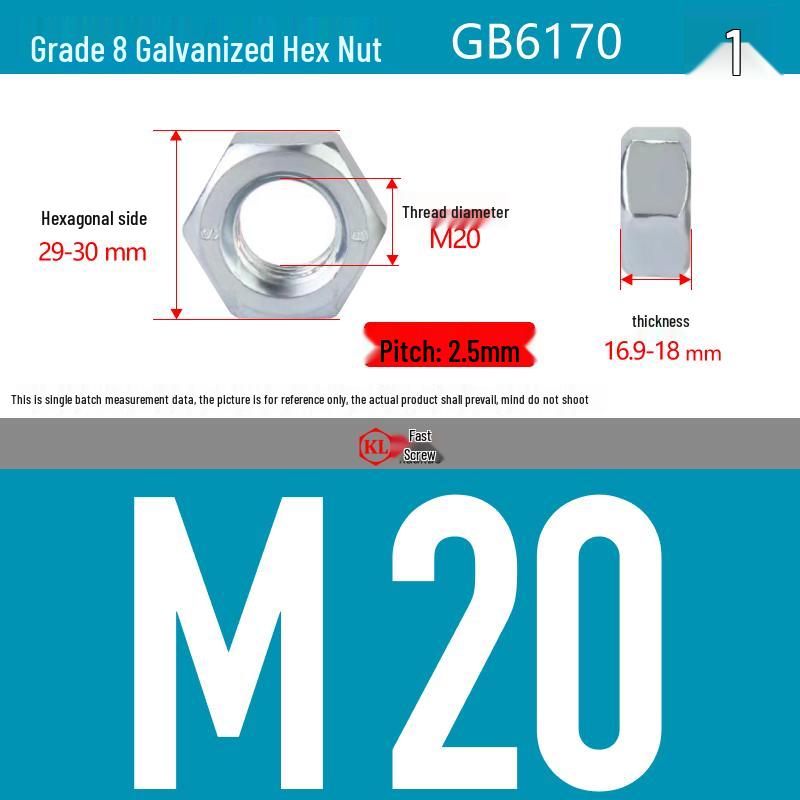 Galvanized Hex Nuts, Flat Washers, Spring Washers in M2-M48, Blue and White Zinc Coated
