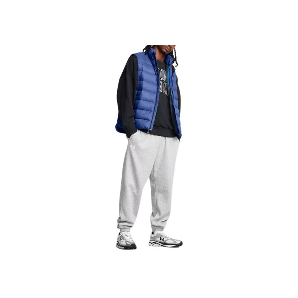 Under Armour Rival Fleece Puddle Pants Fashion Comfortable Soft Skin-Friendly Solid Color Cuffed Casual Pants Men pants White Gray 1383097-011