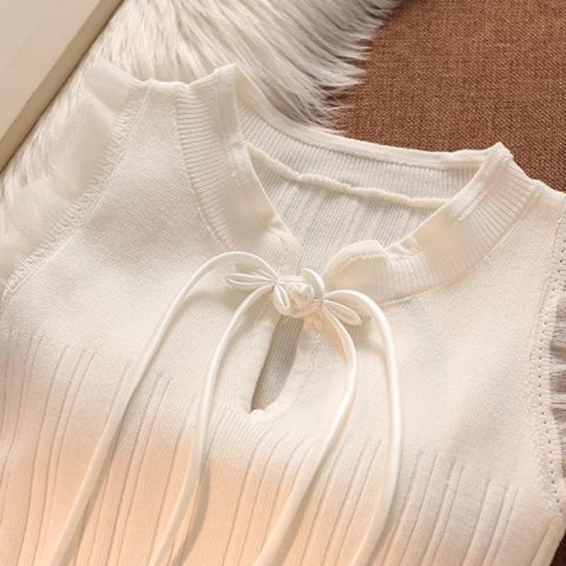 Weiß Reine Begierde Neu Elegant Camisole Damen Sommerkleidung Sexy Schön Ärmellos Süßes Mesh Gestrickte Tops Koreanische Mode Raffiniert Lässige Weste
