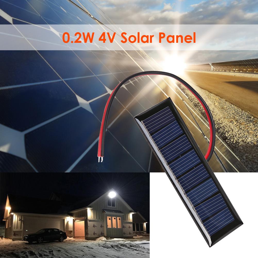 Solar Panel 4V 0.2W Mini 2-Wire Epoxy 8 Cells Ultra Slim Battery Charger for Hiking Camping Solar Projects 3x1 Inch