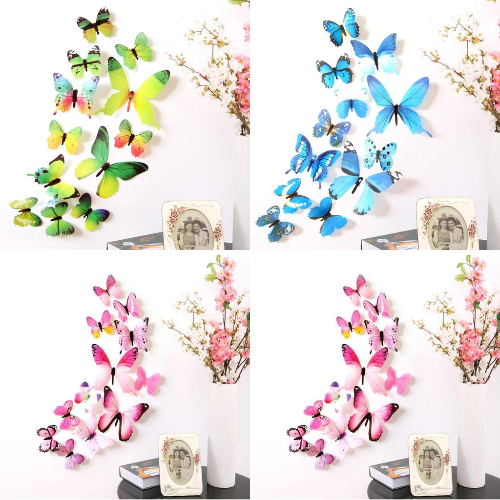 Exquisite 12pcs 3d Butterfly Wall Stickers Perfect For Stylish Bedroom Decor And Decoration