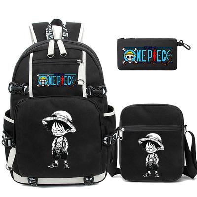 Set da 3 Pezzi Zaino Lavabile Anime One Piece per Ragazza Ragazzo Adolescente Zaini per Computer Ritorno a Scuola Borsa Leggera per Libri Uomo Donna Borsa da Viaggio Zaino