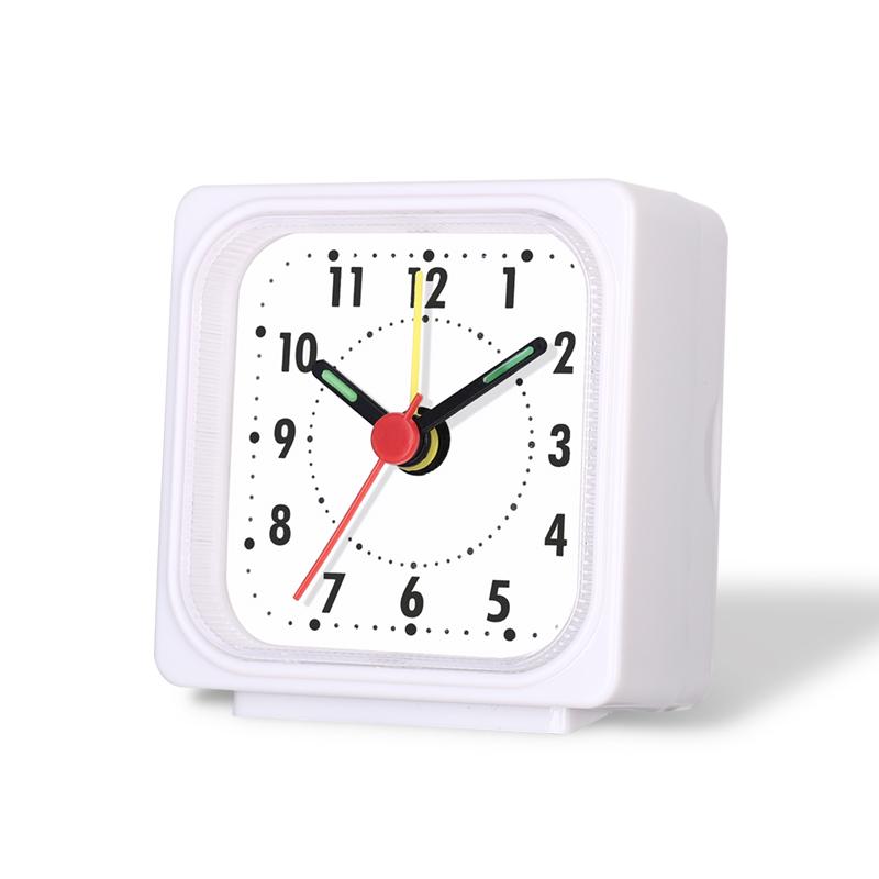 Square Bedside Alarm Clock Small Clear Acrylic Frame Colorful Hands Quartz Movement For Accurate Time Desk Clock For Bedroom