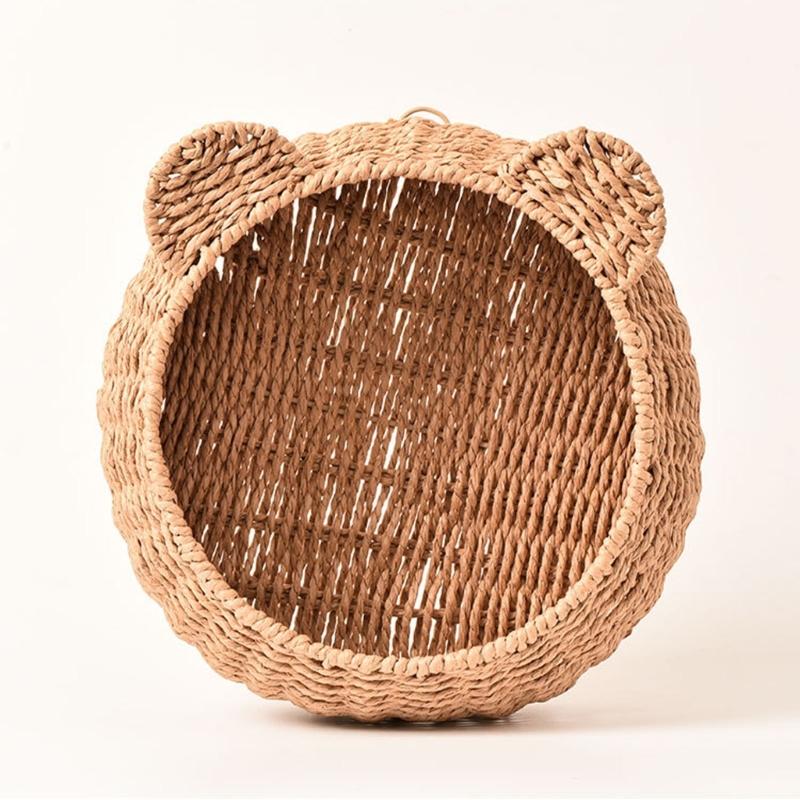 Rattan Wandregal Wandmontiertes schwebendes Regal, platzsparend für Küche, Wohnzimmer, Schlafzimmer Wand Holz Aufbewahrungsregale
