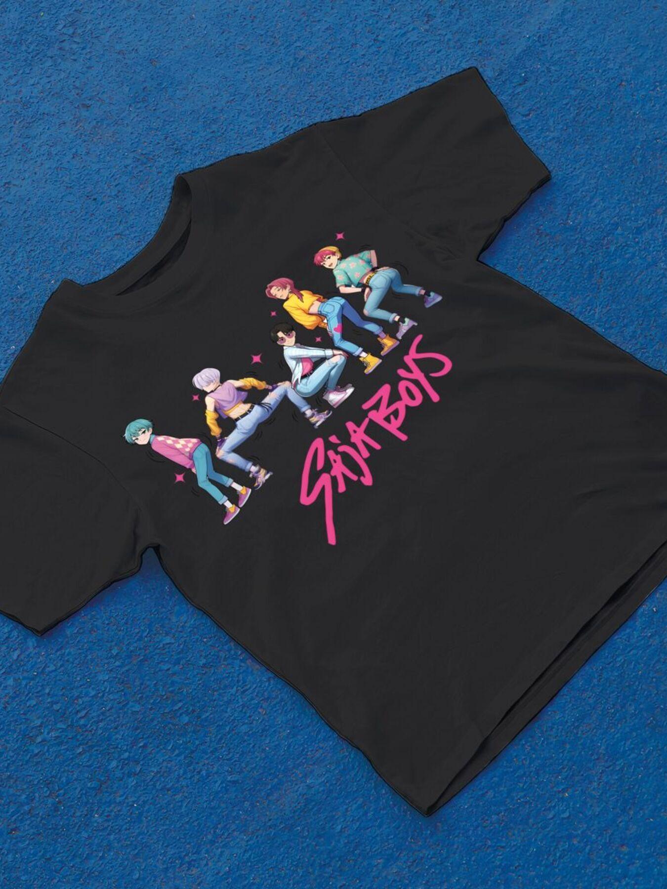 

Men s Oversized Kk-pop Demon H-uuunters Graphic T-shirt Black Casual Short Sleeve Round Neck Tee With Cartoon Character Print S