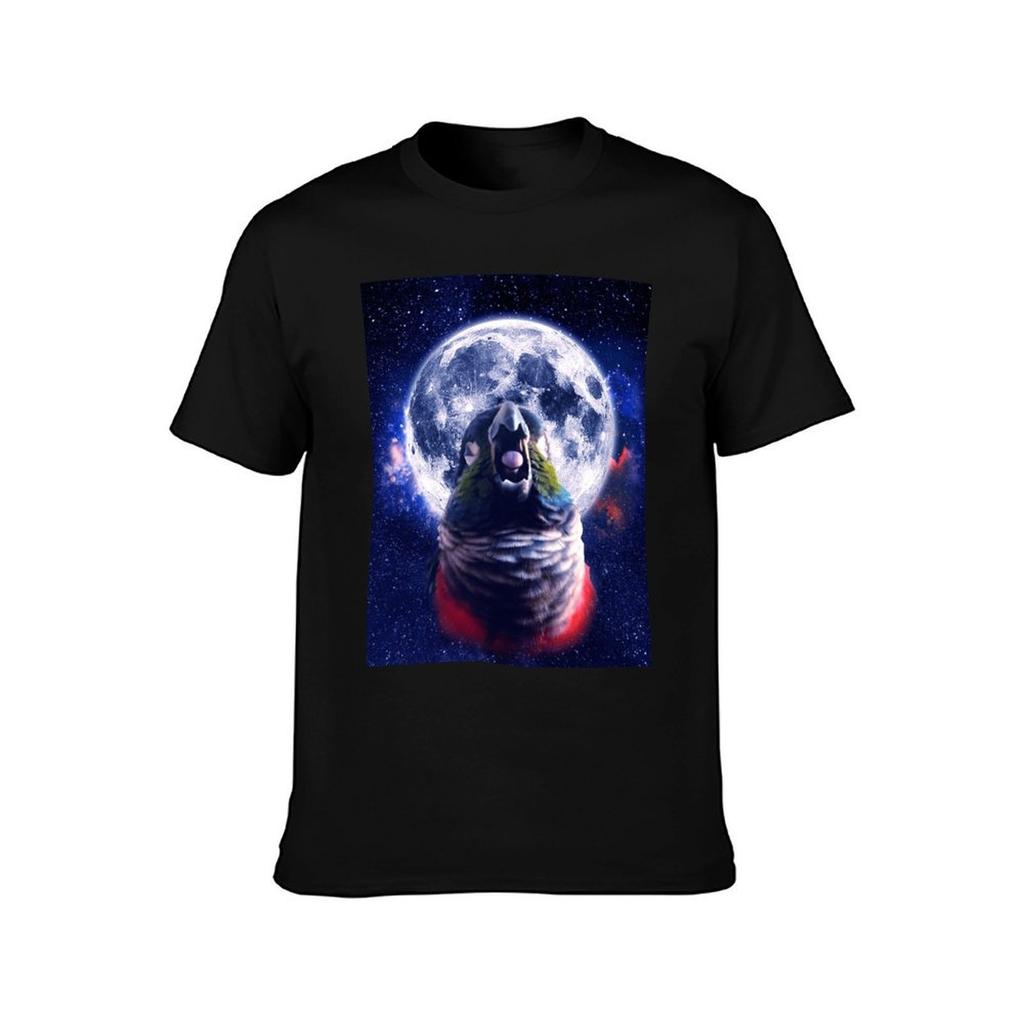 Conure Howling At the Moon TShirt Sports Casual Short Sleeve Cotton Tee