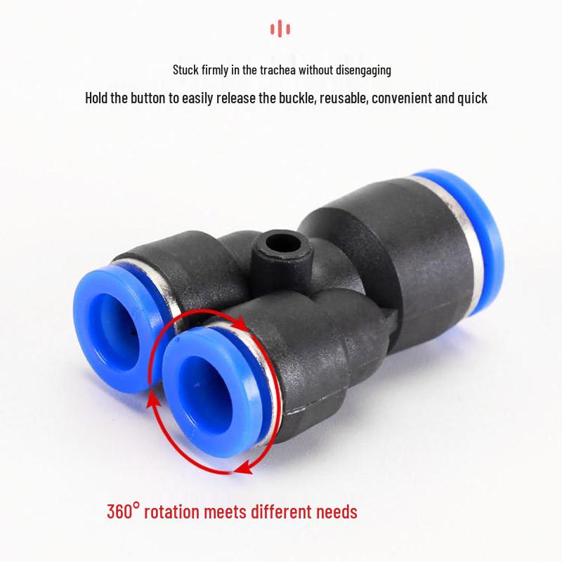 Y-Type Three-Way Pneumatic Air Tube Quick Connector, 4-5-10, PW12-6-6, Reducing Plug 16-8/14-12mm