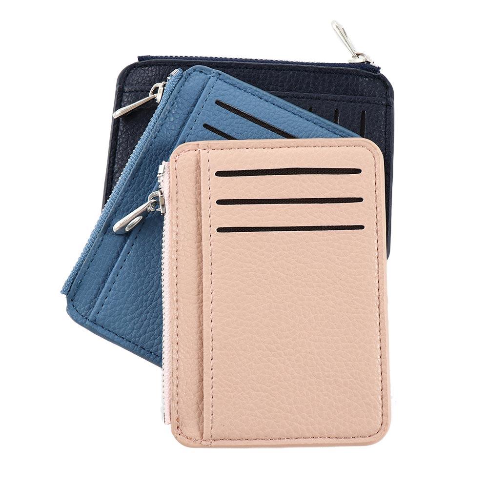 

Men Unisex Lychee pattern With Zipper Gift Coin Purse Bank Card Holder Slim Wallets Money clips синій