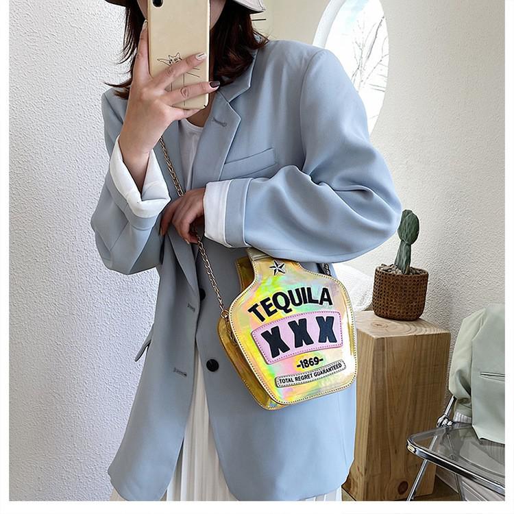 

Fun fashion sequined embroidery letter vase shape chain shoulder bag ladies handbag crossbody messenger bags purse