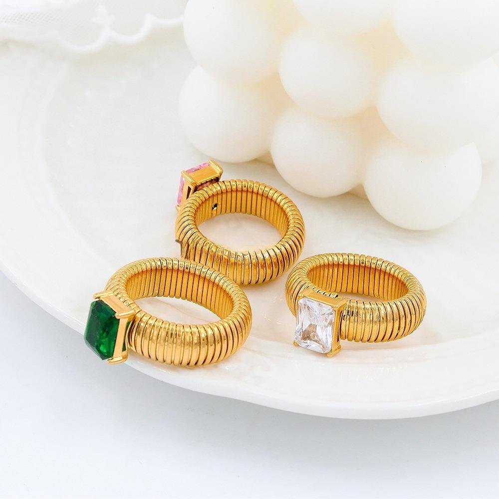 New Personality Luxury Colour Inlay Zircon Elasticity Adjustable Stainless Steel Rings for Women Fashion for Women Jewelry Gifts