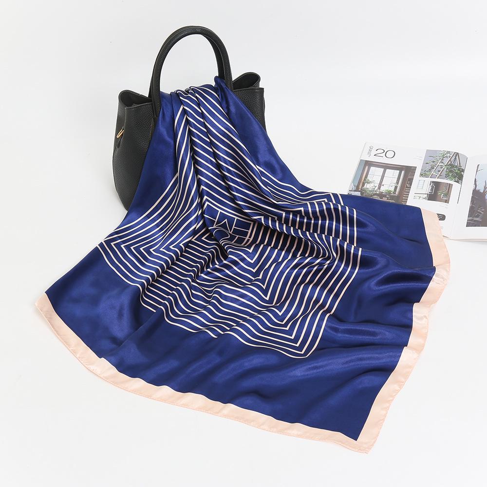 2024 Summer Korean Fashion Striped Satin Shawl for Women - Faux Silk Decorative Scarf FJ024