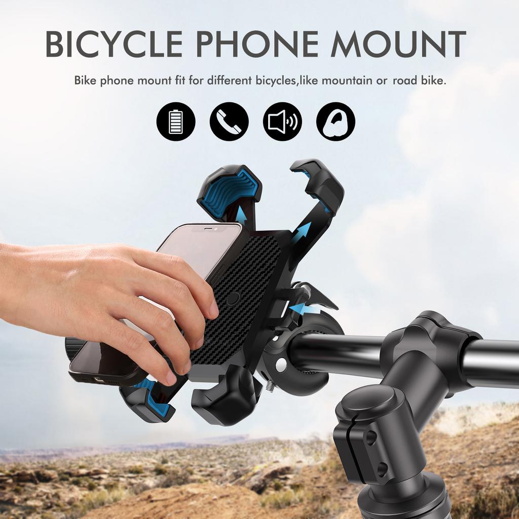 Motorcycle Phone Mount 360° Rotating Anti-slip Adjustable Cycling Cell Phone Holder Navigation Bracket for 4.7-7 Inch Phone