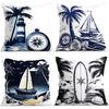 1/4pcs Summer Nautical Theme Cushions Pillowcase Polyester Cushion Cover Throw Pillow Pillowcover Home Car Sofa Decor