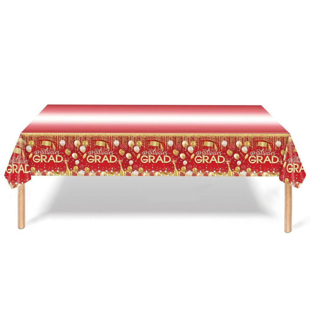 Waterproof Plastic Graduation Tablecloth Graduation Cap Stars Design Disposable Table Cover Diploma Pattern Party Decorations