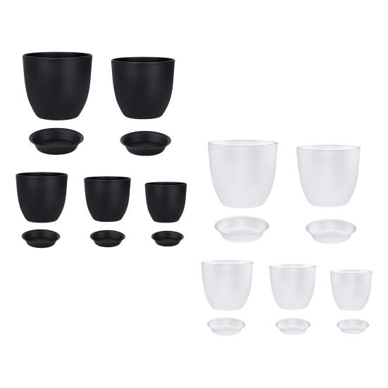 Flower Pot with Saucer Plastic Plant Pot with Drainage Holes Modern Decorative Planter