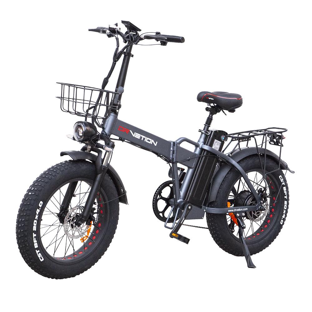 Drvetion AT20 750W Faltbares Elektrofahrrad mit Gepäckträger hinten, 48V10/15/20Ah, Hydraulische Scheibenbremsen, IP65, Doppelte Federung, Pendler- & Outdoor-E-Bike
