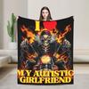 Autism Meme Funny Tism Skeleton Autistic and Gay Humor Plush Blanket Flannel Throw Blanket For Couch Chair Warm Soft Bedspread