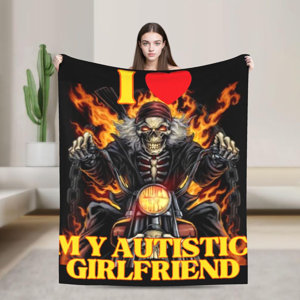 Autism Meme Funny Tism Skeleton Autistic and Gay Humor Plush Blanket Flannel Throw Blanket For Couch Chair Warm Soft Bedspread