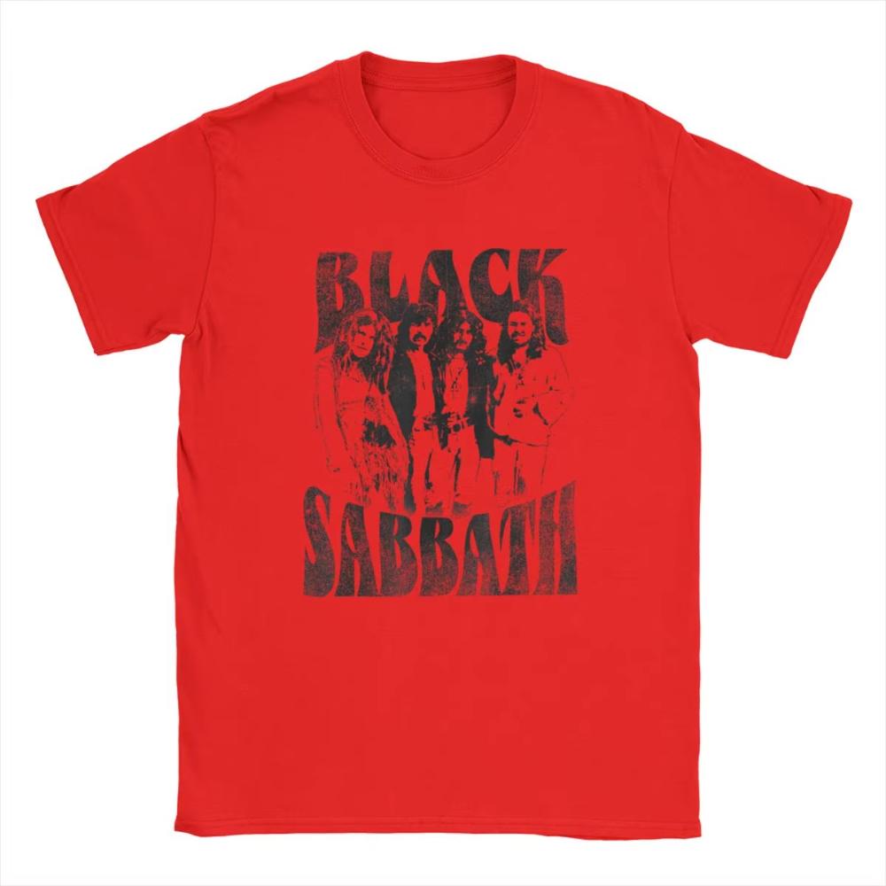 Official Black Group Photo TShirts Men Women British Rock Band Sabbathes Funny Cotton Crewneck Short Sleeve T Shirts Gift Merch